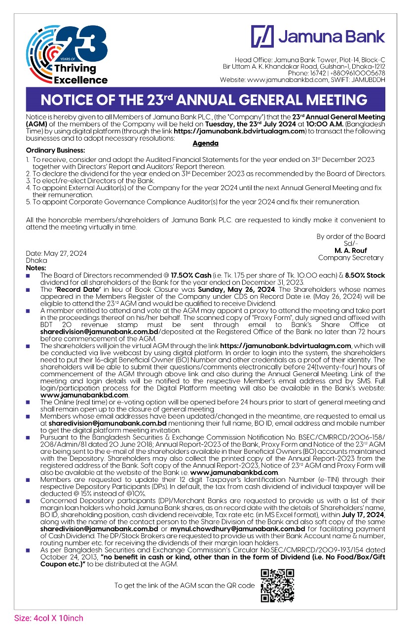 Notice Board Jamuna Bank